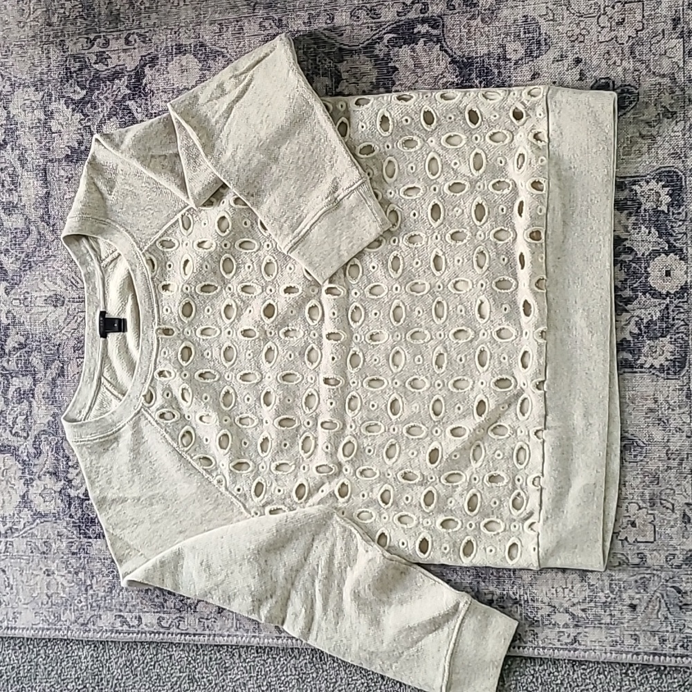 JCrew grey & cream cotton/silk sweatshirt